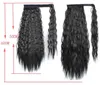 Raio de cavalo curto de milho comprido peças de cabelo sintéticas Ribbon Drawtring Clip Wavy em extensões de cabelo de cauda de pônei