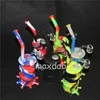 narghilè Nuovo colore bong mini con chiodi al quarzo Infrangibile Silicone Dab Oil Rig Concentrato Fumare Pipa ad acqua Narghilè per cera Erba secca