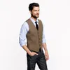 2020 Farm Wedding Vintage Brown Tweed Vests Custom Made Groom жилет Mens Slim Fit