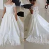 Mooie geborduurde applique kralen bloem meisje jurken voor bruiloft off schouder veter-up prinses meisjes pageant jurken eerste communie peuter