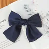 Kvinnor Silk Dubbel Satin Oversized Bow Hairpin Top Hair Clip Girls Solid Färg Elastisk Hårklipp Hårtillbehör Ny ankomst