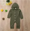 Baby Strampler Neugeborenes Mädchen Designer Kleidung Säugling Langarm Button Jumpsuits Baby Boy Kapuzen Bodys Kinder Designer Kleidung 4 Farben ZYQ93