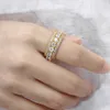 5 fileiras geladas 360 giratórias ouro eternidade prata anel bling micropave zircônia cúbica banhado a ouro 18 quilates simulados anéis giratórios