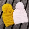 Kids Pompom Hats Knitted Bonnet Fashion Gorro Girls Women Winter Warm Weave Beanies Hat 11 Colors