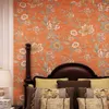Papiernostalgie rein Retro Tapete Roll Orange Red Pastoral Blumen Wallpaper für Wohnzimmer Schlafzimmer TV Hintergrund Wanddekoration