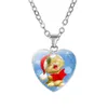 Merry Christmas Heart shape Necklace For Women Men Reindeer tree Santa Claus Bell snowman Pendant Chains Fashion festival Jewelry