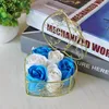 New Handmade Scented Rose Soap Romantic Flower Bath corpo Soap Rose com dourados Basket para o Natal Wedding Valentine presente 6PCS Box