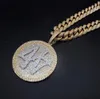 Large Size Iced Out Number 44 Diamond Round Pendant Necklace 18K Gold Plated Mens Bling Hiphop Jewelry Gifts for Christmas