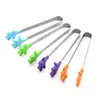 Small Palm Stainless Steel Tongs Creative Silicone Clip Ice Non-Slip Clip Mini Food Clip Silicone Square Cake Barbecue Tool LX8026