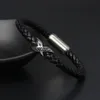 Bracelets en cuir véritable pour hommes et femmes, 10 pièces, vente en gros, noir Cz Infinity, bijoux en acier inoxydable pour amoureux