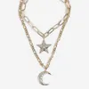 Groothandel-Mode Luxe Designer Multi Layer Chain Leuke Love Diamond Moon Star Hanger Choker Verklaring Ketting voor Vrouw