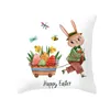Wielkanocny Bunny Poszewka Cartoon Rabbit Pillow Covers 45 * 45 cm Square Throw Pillow Case Easter Home Office Pillow Case