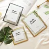 Creative Glass Floating Photo Frame Nordic Metal Wire Desktop Picture Holder Home Wedding Decor Gold Silver Black 4x4 4x6 4x7