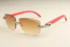 Direkt ab Werk, luxuriöse Mode, ultraleichte Sonnenbrille 3524015-2, natürliche rote Holztempel-Sonnenbrille, Gravurlinse, kostenloser Versand