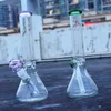 Thick beaker bong glass water pipe 10 inch pink green heady glass dab rig oil rig bubbler with bowl