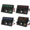 Freeshipping 6 Gang 5 Pin 12V 24V LED Rocker Switch Panel Leistungsschalter Ladegerät Dual USB Buchse Cigaretter Stecker Voltmeter Auto Auto Ladegerät