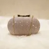 Sparkly Champagne Bridal Hand Bags Solid Shell Clutches For Wedding Jewelry Four Colors Prom Evening Party Shoulder Bag