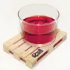 4pcs / lot rektangel Mini Träpall Kustställe Set Whisky Vin Glas Cup Mat Pad Hot Cold Drink Wood Table Mat Bar Tool
