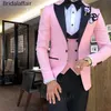 Gwenhwyfar Custom Made Violet repicado Ternos lapela Definir Big Size Wedding Prom Groom Tuxedo 3 Pieces Suit (Jacket + Calças + Vest)