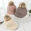 Winter nieuwe breien baby cap schattige pom pom baby kinderen jongen meisje winter hoed caps verstelbare honkbal cap beanie jongens meisjes zon hoeden gratis schip