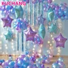 10pcs/lot 18inch Pearl Light Purple Blue Foil Latex Helium Balloons Fringe Rain Curtain Wedding Baby Birthday Party Decorations