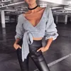 Fashion- V Neck Sweter Kobiety Casual Crop Top Pullover Cropped Sexy Swetry Pull Femme Black Basic V Neck Knitwear