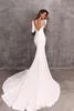 Nuovi eleganti abiti da sposa a sirena senza schienale a maniche lunghe in raso elasticizzato abiti da sposa abiti da sposa abito da sposa su misura