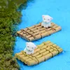 Mini 3 pezzi Decorazione per barche in zattera di bambù forniture muschio micro paesaggio deco Deco da giardino Artigianato creativo