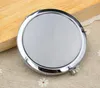 300 pièces livraison gratuite 70mm poche Compact miroir favorise rond métal argent miroir de maquillage cadeau promotionnel