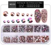 NA053 1 Boîte Multi Taille Cristal Ongles Décorations Acrylique Rond Coloré Paillettes Strass DIY Nail Art Accessoires 1440 pcs