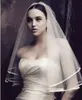 Cheap White Bridal Veils Two Layers In Stock Wedding Veils with Ribbon Edge Elbow LeHonor Dresses Long Wedding Party Guest Gowns Custom Made