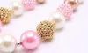 Crystal Drop Pendant Kid Chunky Necklace Fashion Princess Bubblegum Bead Chunky Necklace Children Jewelry For Toddler Girls