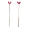 Senior Designer Rose rouge amour boucles d'oreilles tempérament féminin Corée gland fille net célébrité longue personnalité boucles d'oreilles simples exquis dames boucles d'oreilles bijoux