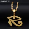 14K Gold Plated The Eye of Horus Evil Eye Necklace Pendant Iced Out Micro Paved Cubic Zircon Charm Bling Jewelry4020046