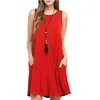 Women fashion dress 2019 Summer new solid color round neck sleeveless vest beach dress off shoulder dress 10 colors C6647