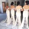 Syrenka druhna Południowoafrykańska same koronkowe aplikacje Długie Maid of Honor Suknie z uniesienia się na imprezę ramię na zamówienie 0510