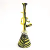 2 in 1 Silicone Beker Bong 11.4 "Muchine Gun AK47 Afneembare Wax Dab Oil Droge Kruid Tobacco Water Roken Bong met glazen kom Titanium Tip