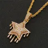 Iced out Tennis Chain Choker Necklace Chain Star Necklace Pendant Gold Silver Plated Mens Hip Hop Jewelry Gift