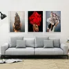 Flowers Feathers Woman Abstract Canvas Painting Wall Art Print Poster Picture Decorative Painting Living Room Home Decoration248Y