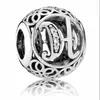 Weihnachtsgeschenk S925 Sterling Silber Alphabet Buchstabe Initiale Vintage Armband Charm Perlen passend für europäische Pandora Armbänder DIY Perlen Charms
