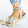 European new explosions hemp rope wedge with light bottom fish mouth sandals female, support mixed batch