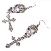 Mulheres Moda Jóias Estilo Cruz Crânio Brincos Handmade Rhinestone Gota de cristal Dangle brincos Longos para as mulheres meninas