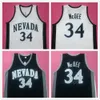 Nevada Üniversitesi Javale McGee # 34 Beyaz Lacivert College Retro Basketbol Jersey Erkek Dikişli Özel Numarası Adları Formalar