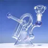 Fashion Colorful Glass Bongs Recycler Dab Rig Thick Beaker Bong Smoking Hookah 14mm Joint with Bowl Glass Bong Cheap Glass Water Bongs