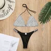 Costume da bagno donna con paillettes e strass, bikini push up, reggiseno, costume da bagno estivo, costume da bagno monokini da spiaggia