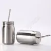 500700ml single double layer stainless steel Mason Tumbler Mason Jar with stainless steel straw and leak proof lid Water Bottle C7384649