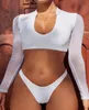 long sleeve cheap Sexy Bikini 2019 Swimsuit Women Swimwear Bikinis set Swim wear High Waisted three Piece Swimsuits Bathing Suit s260H