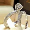 Diamant Cryptal Cubic Zirconia Ring Side Stones Crown Wedding Bridal Rings Set Wrap Bride Fashion Smycken Drop Ship
