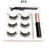 Magnetische falsche Wimpern, flüssiger Eyeliner, Pinzetten-Set, wasserdicht, langlebig, Wimpernverlängerung, 3 Paare/Set