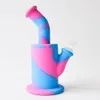 Colorful 8.5inches Silicone Water Pipe Recycler Bubbler unbreakabale silicone bongs with silicone downstem and glass bowl